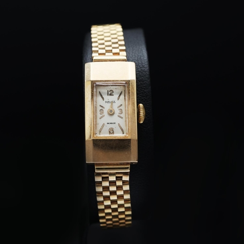 129 - A 9CT GOLD MATEX LADIES WRISTWATCH, 1960's/70's, gold bracelet strap, 16cm -17cm L, 20grams, complet... 