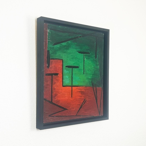 161 - N. MONTALBETTI (20th century, Italian), abstract oil on board, signed and dated 1958, 6cm H x 56cm W... 