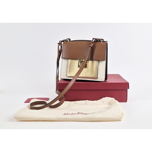 18 - SALVATORE FERRAGAMO MARISOL CROSSBODY BAG, multicolour calf leather, front flap closure with iconic ... 