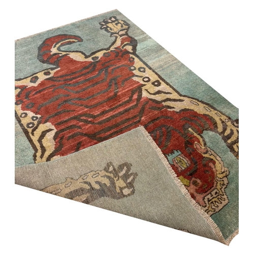 257 - FINE TIBETAN TIGER RUG, 226cm x 175cm.