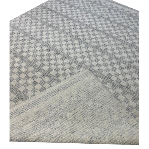 259 - FINE CONTEMPORARY CHECKERED WOOL CARPET, 303cm x 245cm.