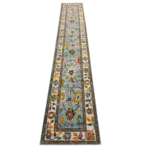 262 - CONTEMPORARY OUSHAK LONG RUNNER, 487cm x 81cm.