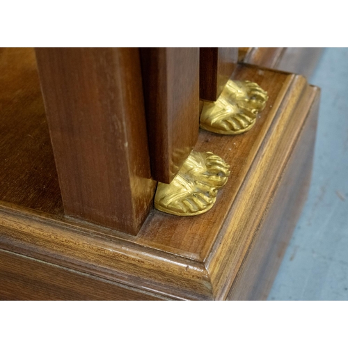 272 - CONSOLE TABLE, Empire style mahogany and gilt metal mounted with verde antico marble top above three... 