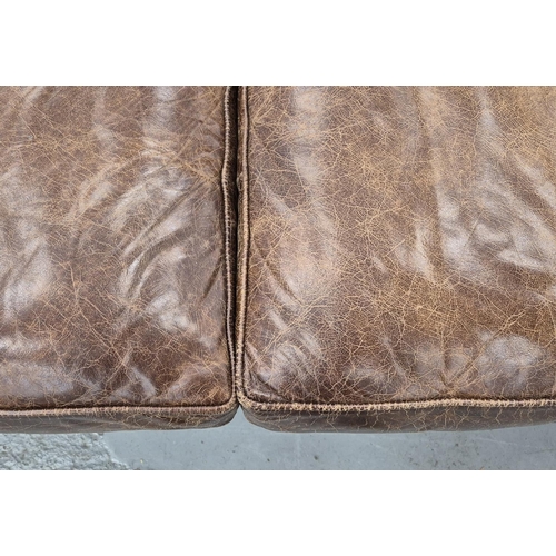 344 - SOFA, Chesterfield style, brown leather upholstered, 250cm W approx.