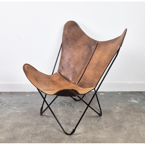 345 - AFTER ANTONIO BONET, JUAN KURCHAN, AND JORGE FERRARI BUTTERFLY STYLE CHAIR, 80cm W approx.