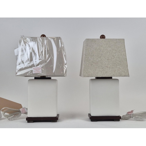 35 - LAUREN RALPH LAUREN HOME TABLE LAMPS, a pair, white glazed ceramic, with shades, 44cm H approx. (2)