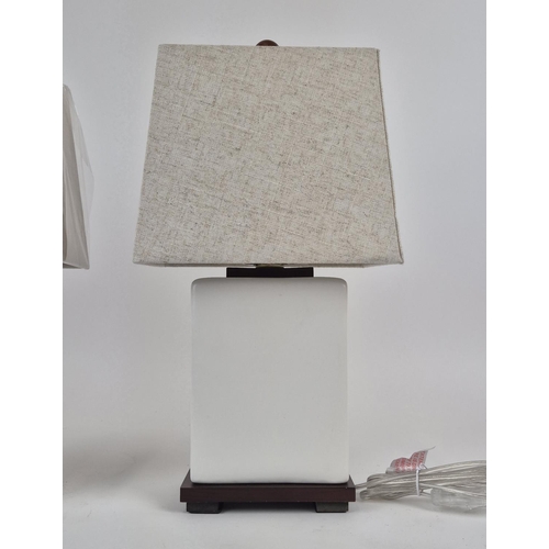 35 - LAUREN RALPH LAUREN HOME TABLE LAMPS, a pair, white glazed ceramic, with shades, 44cm H approx. (2)