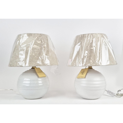 36 - LAUREN RALPH LAUREN HOME TABLE LAMPS, a pair, with shades, 46cm H approx. (2)