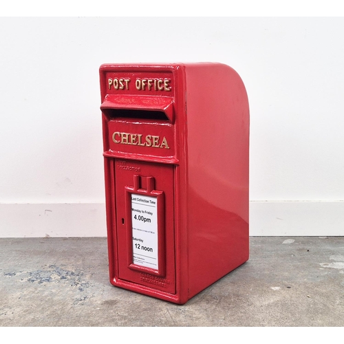 360 - REPRODUCTION POST BOX, red painted cast metal, 58cm H x 24cm W x 38cm D.