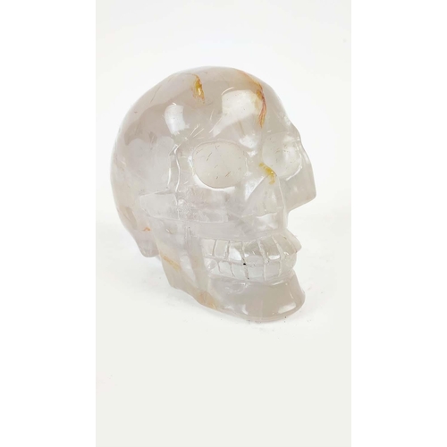 366 - CONTEMPORARY SCHOOL SKULL, rock crystal, 16cm H.