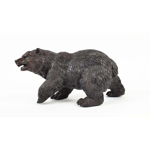 370 - CONTEMPORARY BEAR SCULPTURE, in bronzed finish, 20cm H x 40cm W.