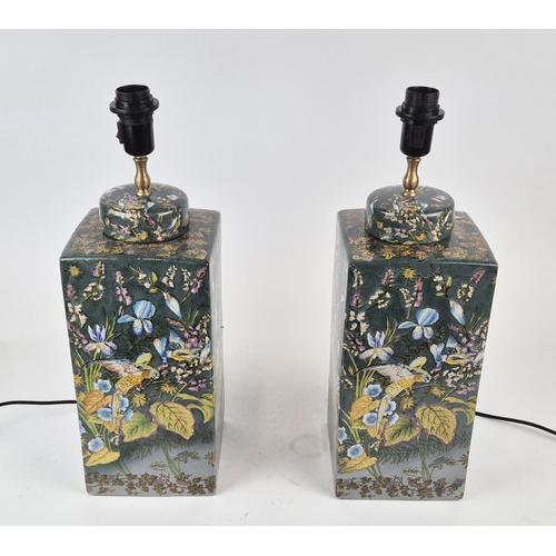 381 - TABLE LAMPS, a pair, glazed ceramic,  55cm H x 18cm W. (2)