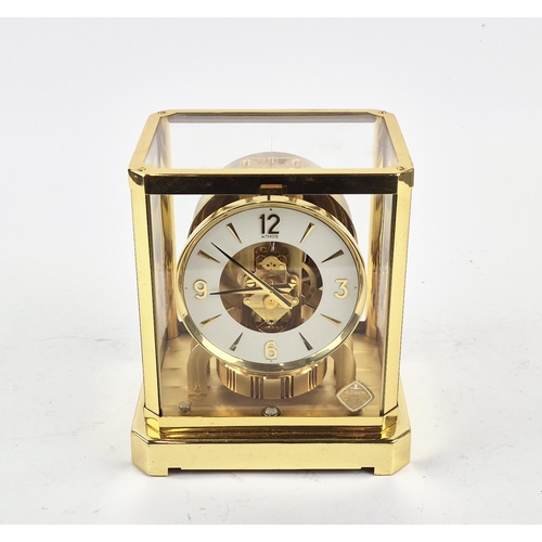 392 - JAEGER LE COUTRE ATMOS CLOCK, gilt metal and glass, 23.5cm H x 21cm W x 16cm D.