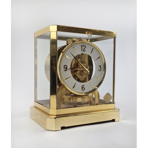 392 - JAEGER LE COUTRE ATMOS CLOCK, gilt metal and glass, 23.5cm H x 21cm W x 16cm D.