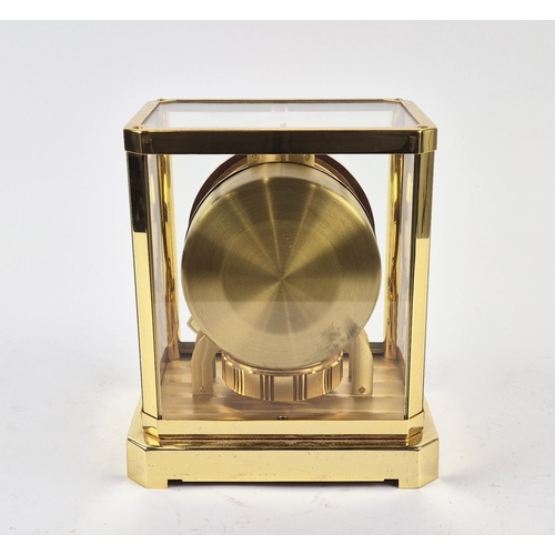 392 - JAEGER LE COUTRE ATMOS CLOCK, gilt metal and glass, 23.5cm H x 21cm W x 16cm D.