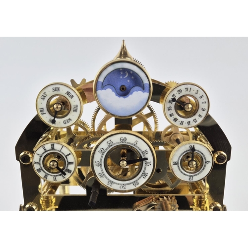 393 - CONGREVE MOON PHASE CLOCK, gilt metal and glass, 44cm H x 30cm W x 27cm D.