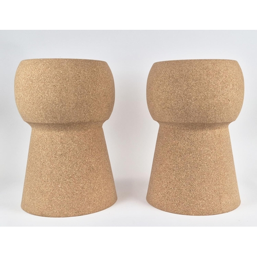 402 - STOOLS, a pair, in the form of champagne corks, 50.5cm H approx. (2)