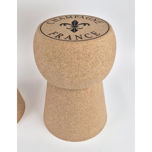 402 - STOOLS, a pair, in the form of champagne corks, 50.5cm H approx. (2)