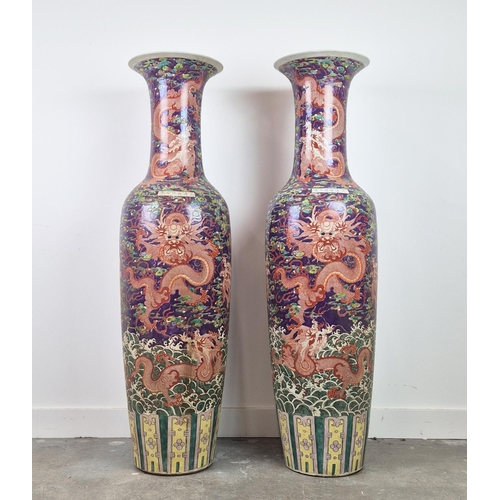 406 - FLOOR STANDING VASES, a pair, Chinese style, glazed ceramic, 143cm H approx. (2)