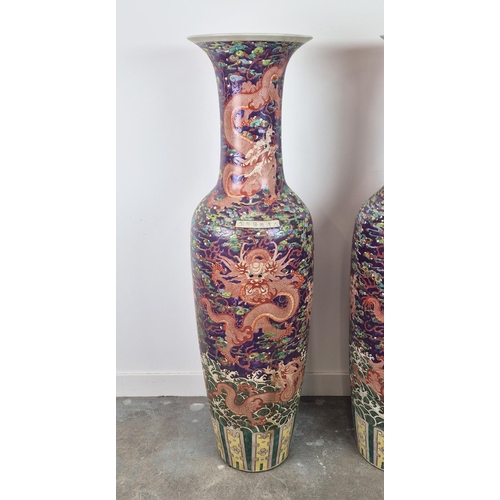 406 - FLOOR STANDING VASES, a pair, Chinese style, glazed ceramic, 143cm H approx. (2)