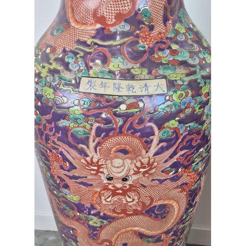 406 - FLOOR STANDING VASES, a pair, Chinese style, glazed ceramic, 143cm H approx. (2)