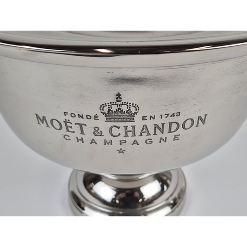 409 - CHAMPAGNE COOLER, four bottle divisions, polished metal, stamped Moët & Chandon, 36cm diam. x 40cm H... 