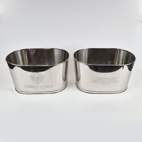 410 - CHAMPAGNE COOLERS, a pair, polished metal, 42.5cm x 29cm x 24.5cm approx. (2)