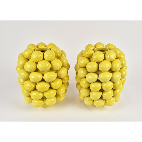 412 - LEMON VASES, a pair, glazed ceramic, 30cm H approx. (2)