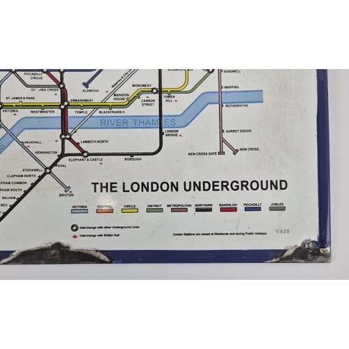 414 - REPRODUCTION LONDON UNDERGROUND MAP, metal, 45.5cm x 30.5cm.