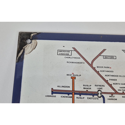 414 - REPRODUCTION LONDON UNDERGROUND MAP, metal, 45.5cm x 30.5cm.