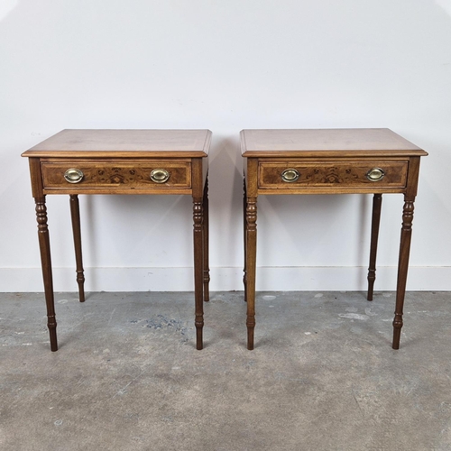 417 - SIDE TABLES, a pair, each with a drawer, 62.5cm x 48cm x 76.5cm. (2)