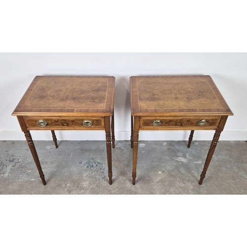 417 - SIDE TABLES, a pair, each with a drawer, 62.5cm x 48cm x 76.5cm. (2)