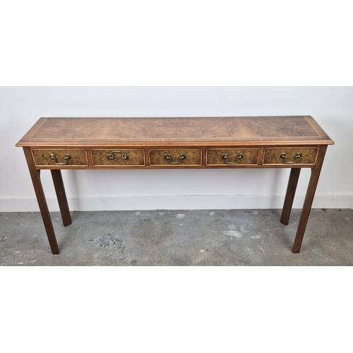 418 - CONSOLE TABLE, with five drawers, 155cm x 31.5cm x 76.5cm.