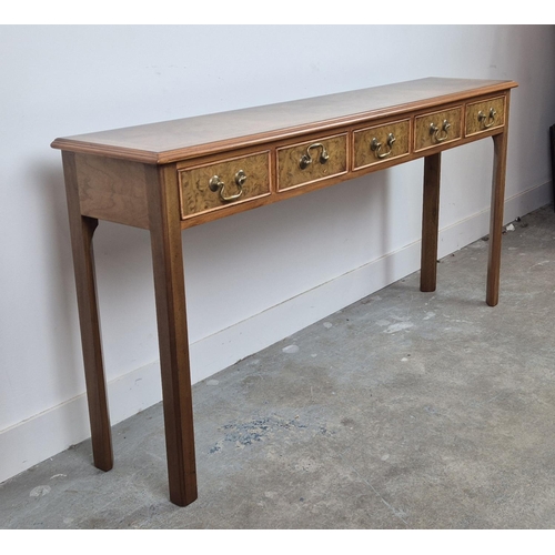 418 - CONSOLE TABLE, with five drawers, 155cm x 31.5cm x 76.5cm.