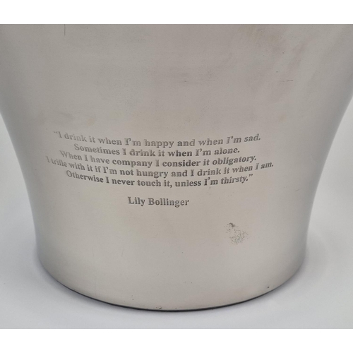 423 - CHAMPAGNE COOLER, bearing quotes from Lily Bollinger and Napoleon, 36.5cm x 26.5cm H approx.