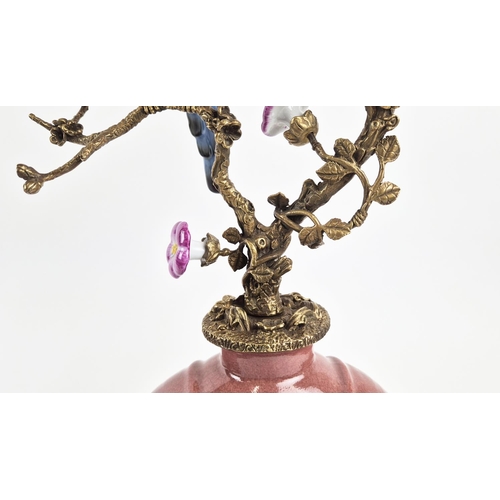 434 - CANDELABRA, a pair, ceramic and gilt metal, 67cm H approx each. (2)