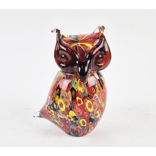 442 - MURANO STYLE GLASS OWL, 39cm H approx.