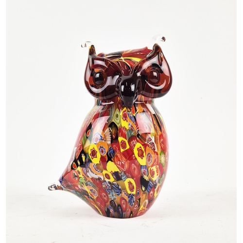 442 - MURANO STYLE GLASS OWL, 39cm H approx.