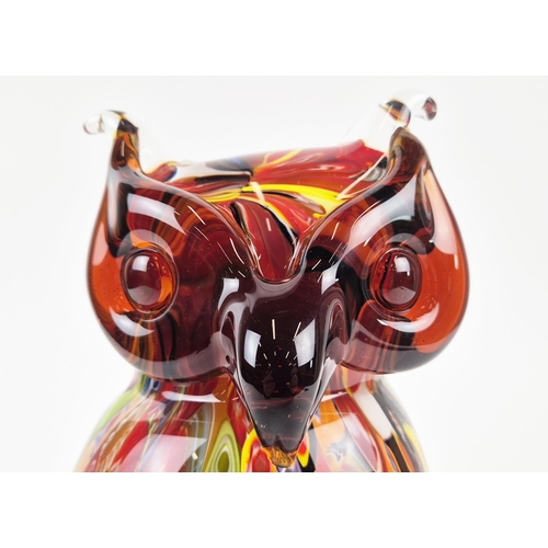 442 - MURANO STYLE GLASS OWL, 39cm H approx.