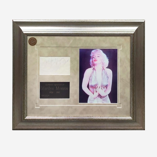 49 - MARILYN MONROE SIGNATURE, purchased from Sport & Star Autographs Ltd, 55cm x 55cm overall, framed.