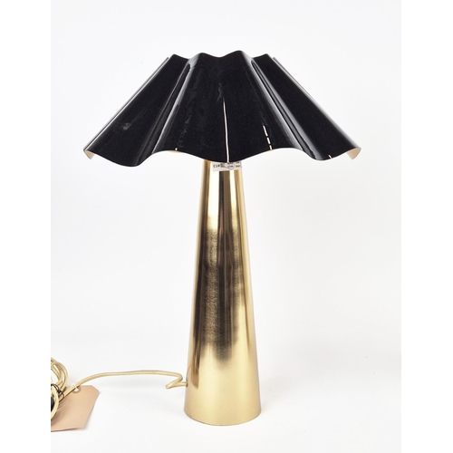 534 - TABLE LAMPS, a pair, gilt metal with black lacquered metal shades, 50cm H approx. (2)