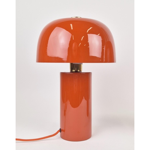 536 - TABLE LAMPS, a pair, 1950s Italian style, orange lacquered, 37cm H approx. (2)