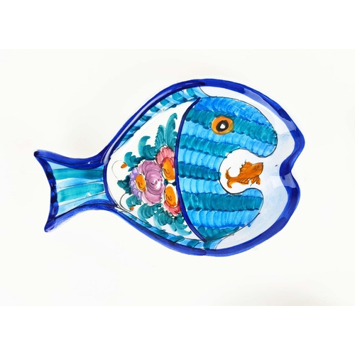 66 - ANKYRA CERAMIC FISH DISHES, polychrome painted, 13.5cm W x 220cm L, set of six. (6)