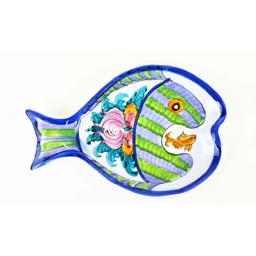 66 - ANKYRA CERAMIC FISH DISHES, polychrome painted, 13.5cm W x 220cm L, set of six. (6)