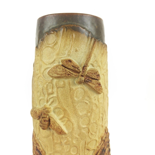 72 - ATTRIBUTED TO BERNARD ROOKE, studio pottery vase, decorated with insects and foliage, 46cm H.