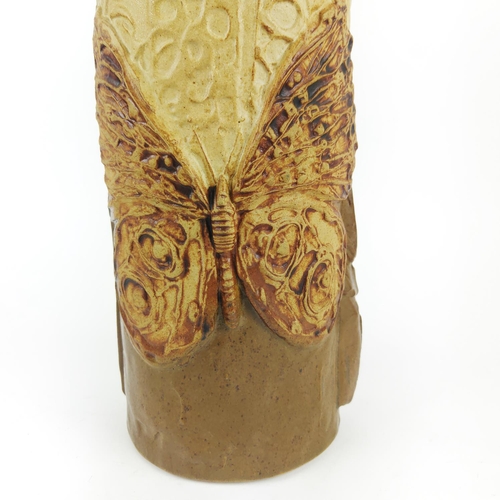 72 - ATTRIBUTED TO BERNARD ROOKE, studio pottery vase, decorated with insects and foliage, 46cm H.