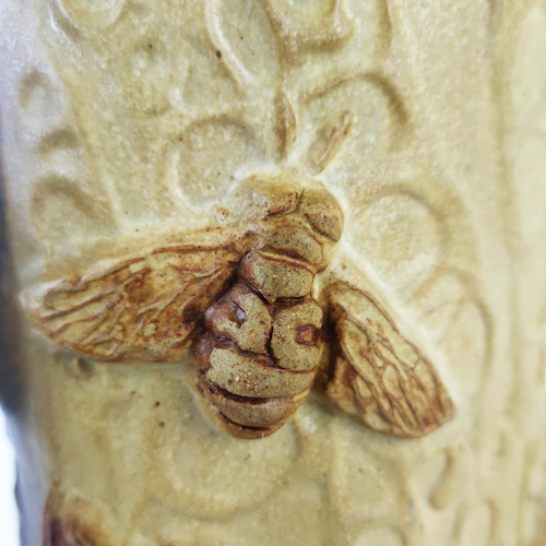 72 - ATTRIBUTED TO BERNARD ROOKE, studio pottery vase, decorated with insects and foliage, 46cm H.