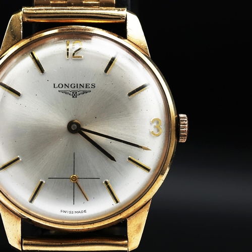 94 - A LONGINES 9CT YELLOW GOLD GENTS WRISTWATCH, Swiss movement, Champagne dial, subsidiary seconds dial... 