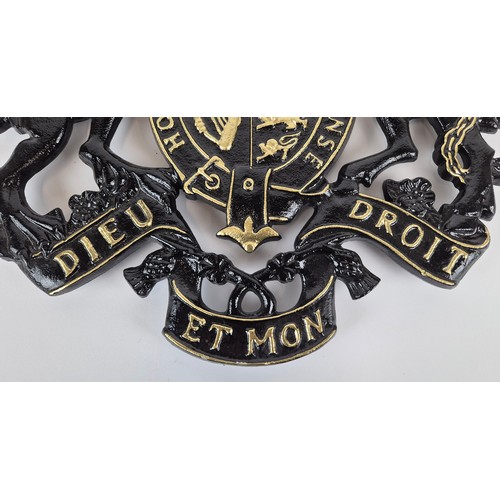 430 - ARMORIAL PLAQUE, painted metal, 48cm x 51cm approx.