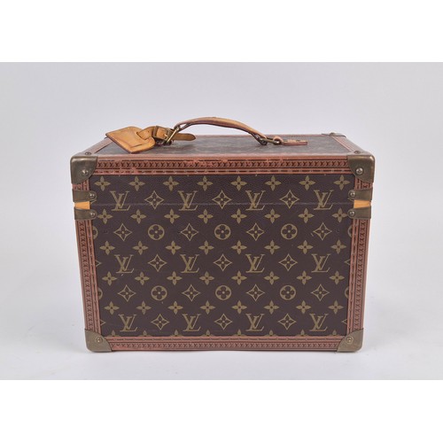 21A - LOUIS VUITTON BOÎTE À FLACONS VANITY CASE, monogram coated canvas exterior with logo stamped trim, b... 